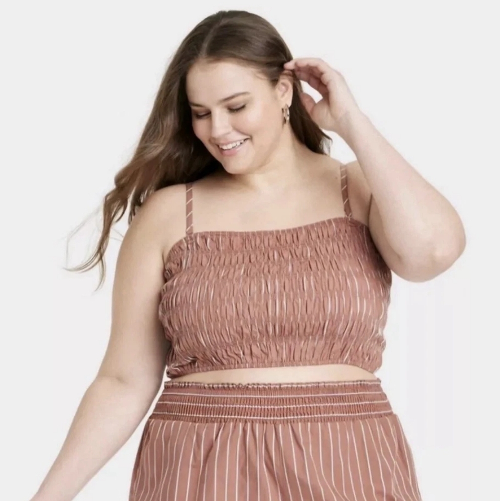 A New Day Women's Brown Smocked Top